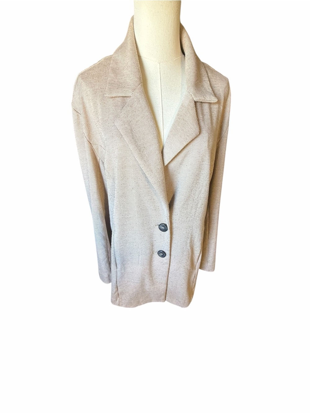 Avec Les Filles Classic Women's  Cream Knit Blazer Jacket Lrg